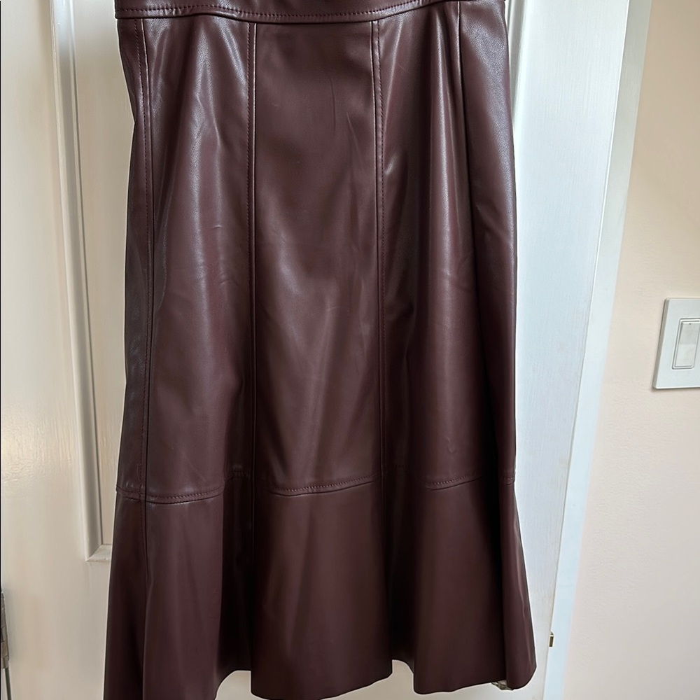 Deep Burgundy Pleated A-Line Midi Skirt